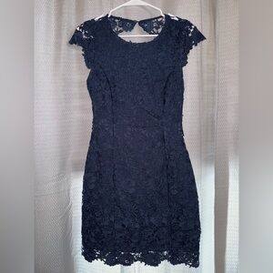 Lulu's Midnight Blue Lace Mini Dress